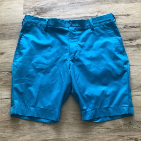 Adidas Blue Flat Front Shorts - Picture 1 of 7